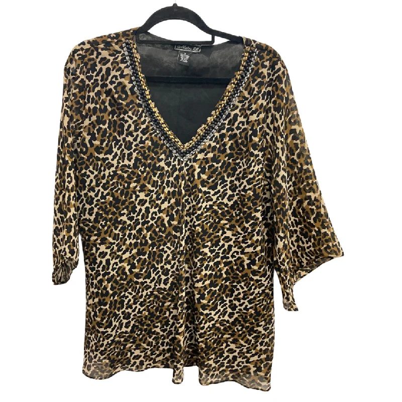 Top Long Sleeve By Metro 7 In Animal Print, Size: 1x