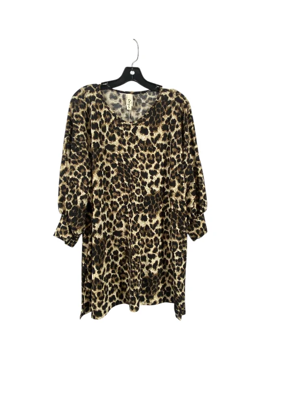 Top 3/4 Sleeve By Clothes Mentor In Animal Print, Size: 2x