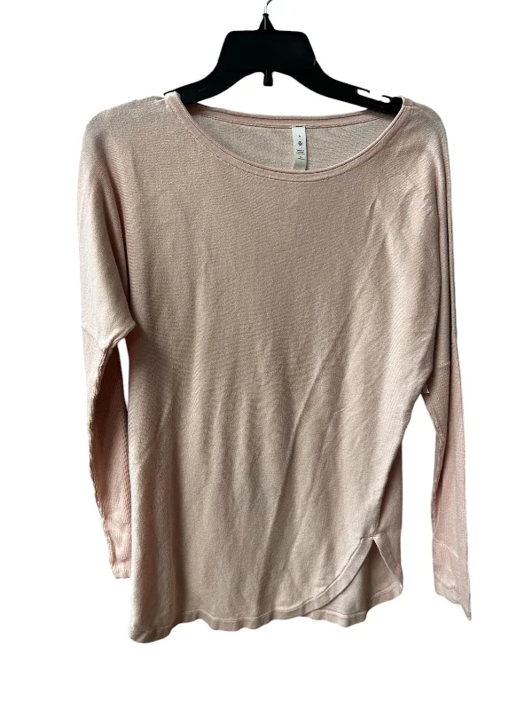 Athletic Top Long Sleeve Collar By Lululemon In Pink, Size: 6