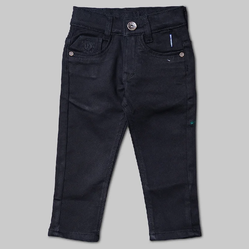 Black Solid Jeans for Boys