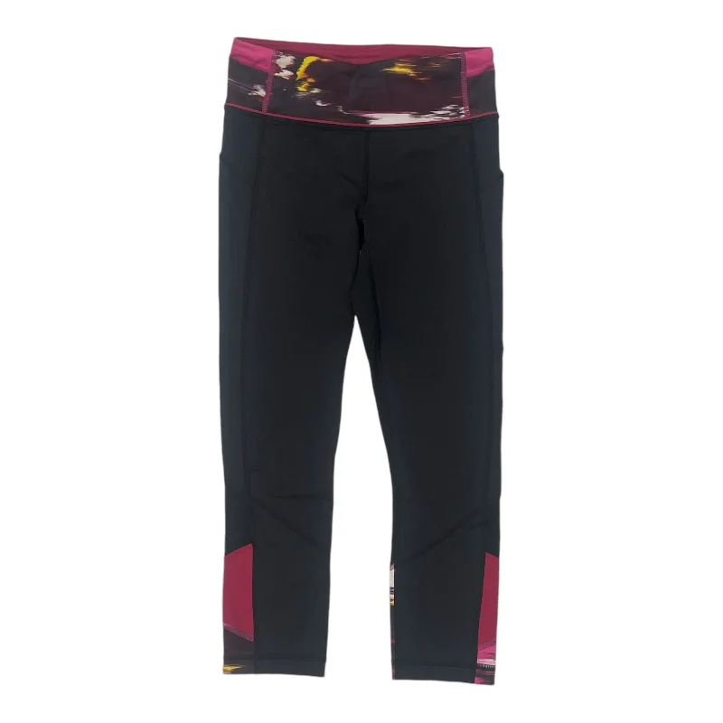 Athletic Leggings Capris By Lululemon In Black & Pink, Size:S