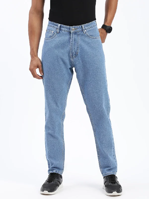 Men Blue Regular Fit Cropped Jeans