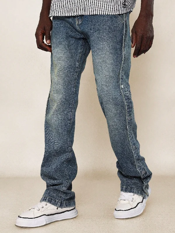 Slim Fit Snap Button Side Split Denim Jean