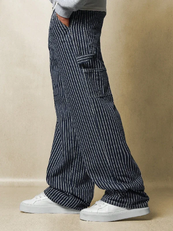 Pull On Loose Fit Stripe Carpenter Jean