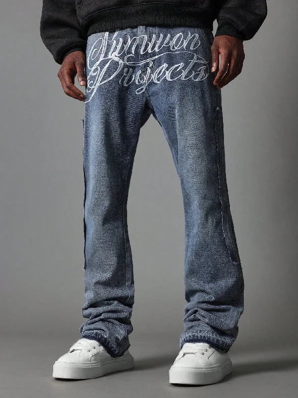 Flare Fit Crotch Print Jean