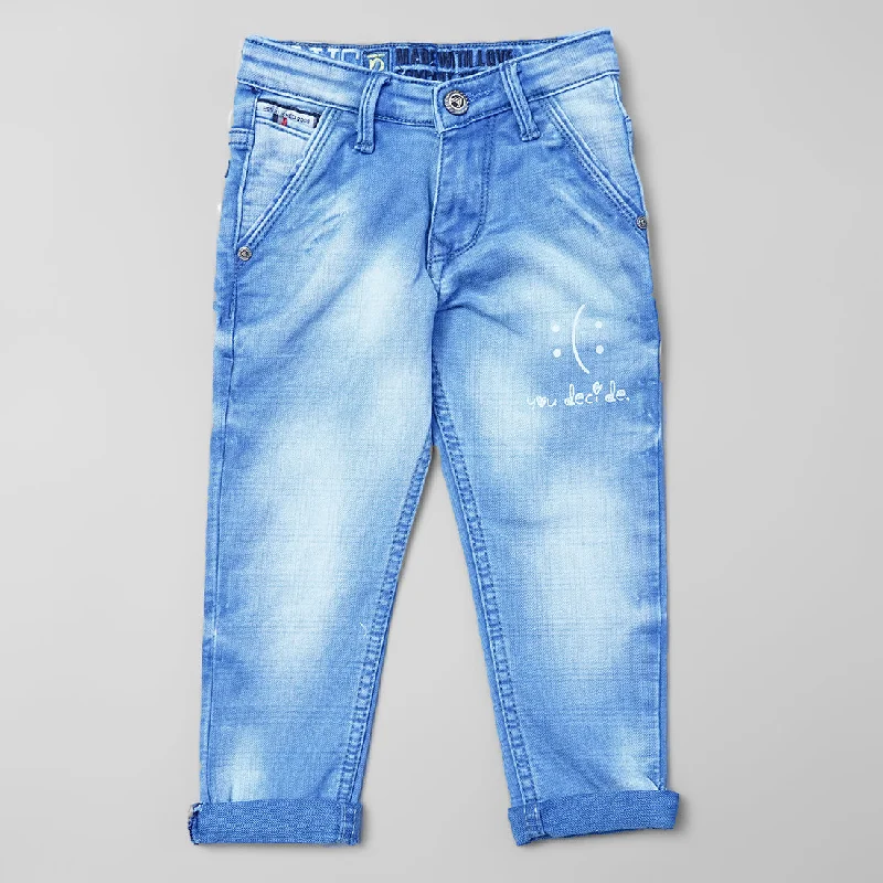 Blue Sheded Jeans for Boys