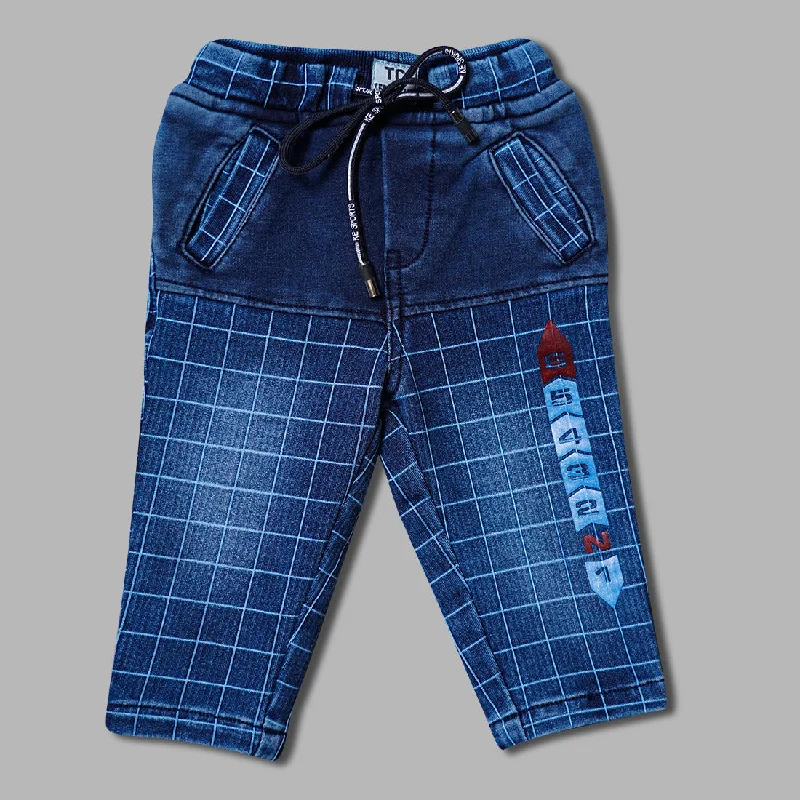 Denim Jeans for Kids with Checks Print