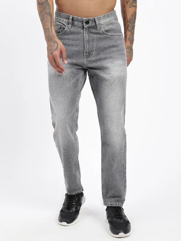 Men Grey Slim Fit Cropped Jeans