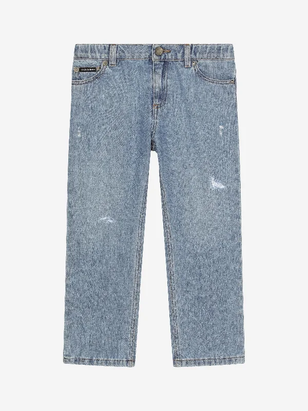 Dolce & Gabbana Boys Distressed Jeans in Blue