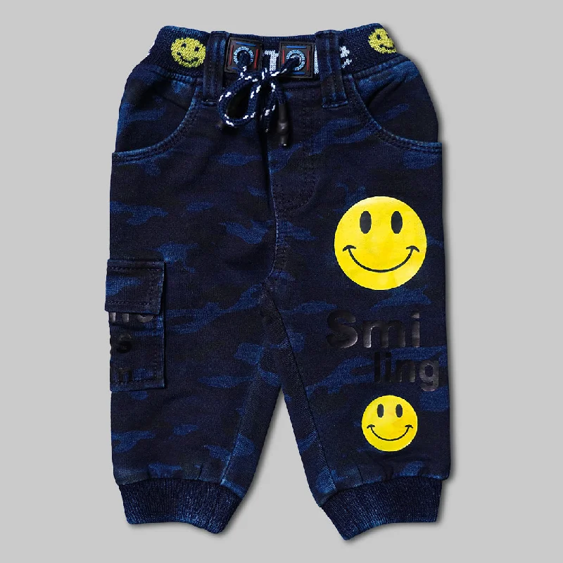 Blue & Sky Blue Elastic Waist Jeans for Boys