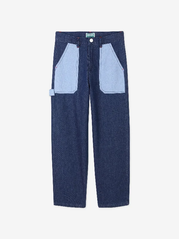 Boys Patch Pocket Jeans in Blue