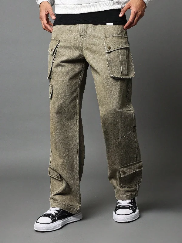 Loose Fit Hardware Cargo Jeans