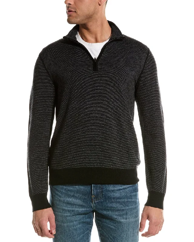 Vince Birdseye Wool 1/4-Zip Mock Sweater