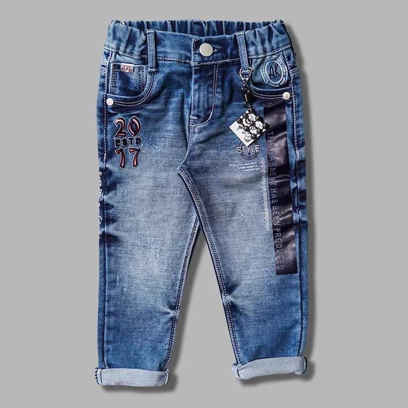 Blue & Navy Blue Elastic Waist Boys Jeans