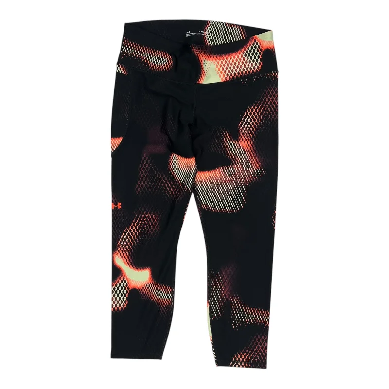 ATHLETIC LEGGINGS CAPRIS by UNDER ARMOUR In BLACK & ORANGE, Size: XL