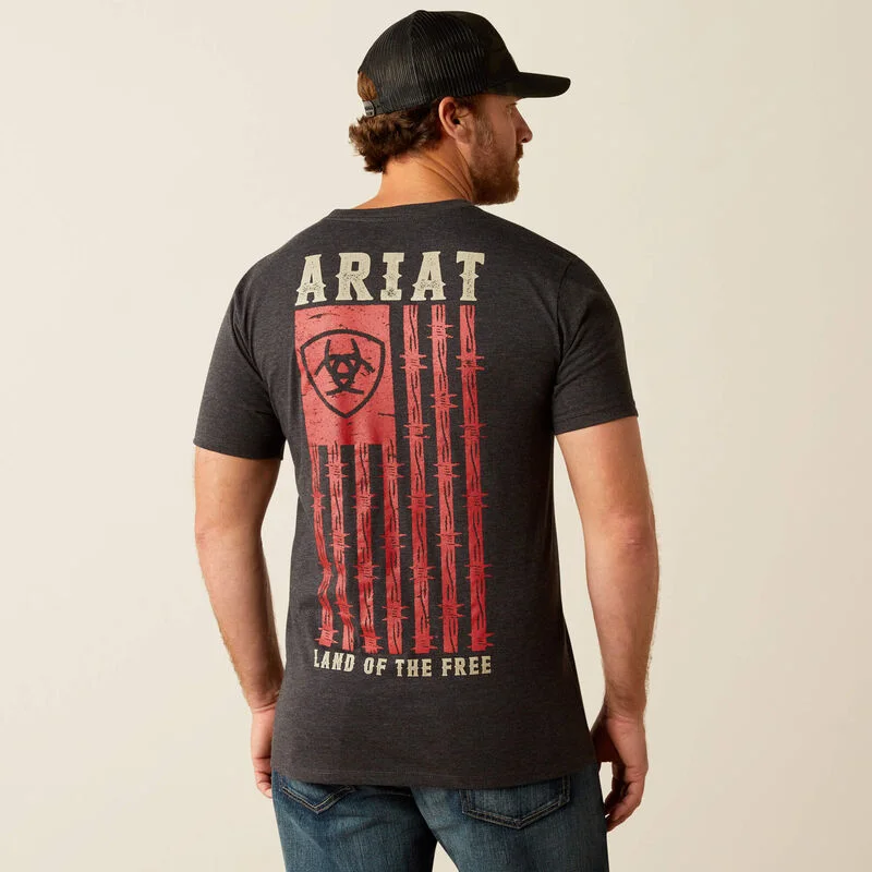 Ariat Men's Barbed Flag Graphic T-Shirt in Charcoal Heather