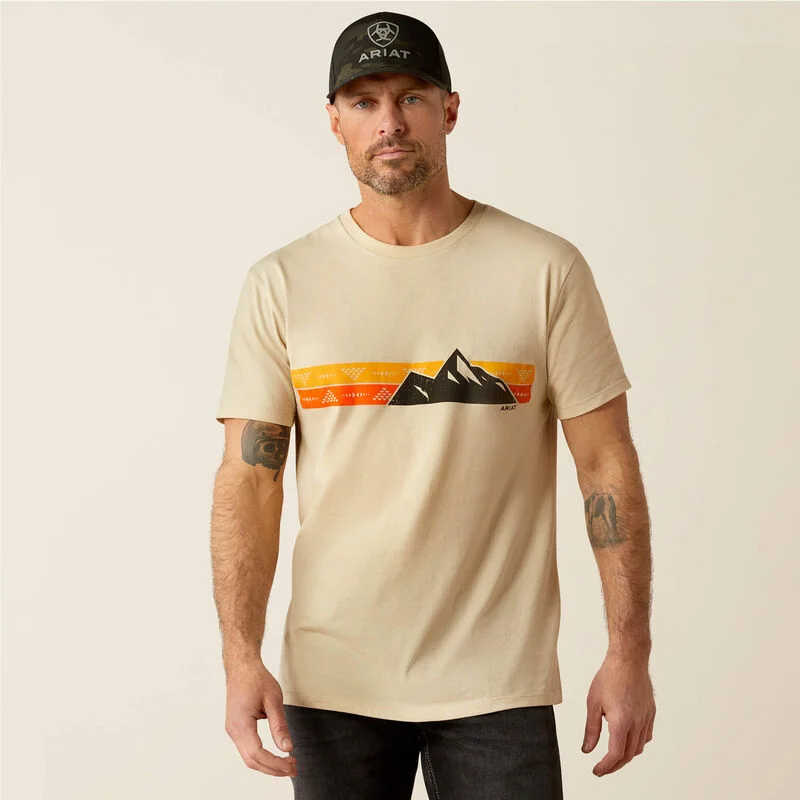 Ariat Men's Southwest Mountain Stripe Graphic T-Shirt in Natural