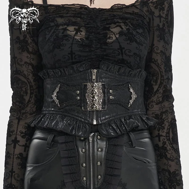 Women's Gothic Beads Ruffled Belt