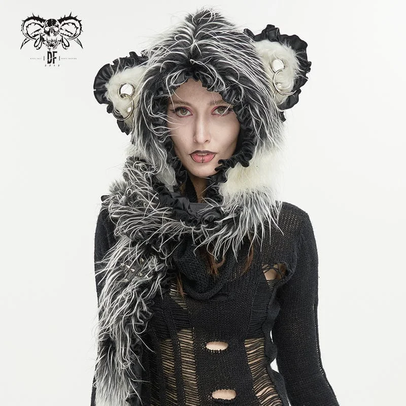 Women's Gothic Gradient Cat Ear Scarf with Hood